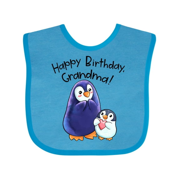 Inktastic Happy Birthday, Grandma- Cute Penguins Boys or Girls Baby Bib