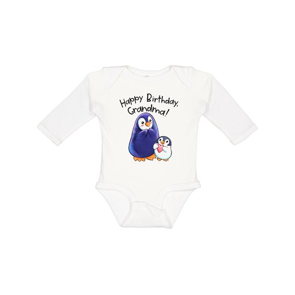 Inktastic Happy Birthday, Grandma Cute Penguins Boys or Girls Long Sleeve Baby Bodysuit