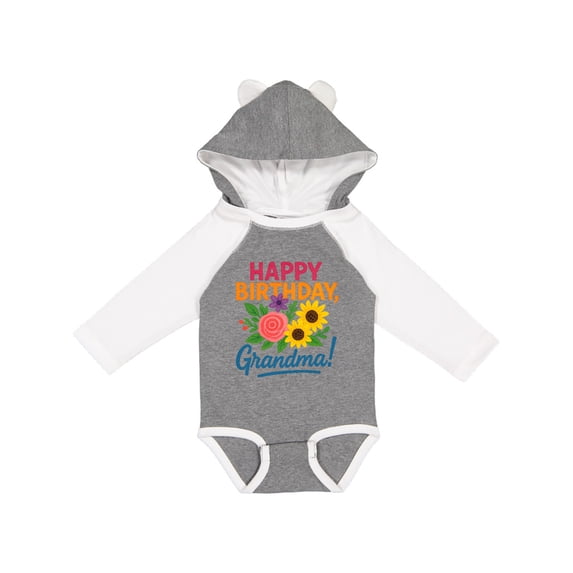 Inktastic Happy Birthday Grandma Floral Boys or Girls Long Sleeve Baby Bodysuit