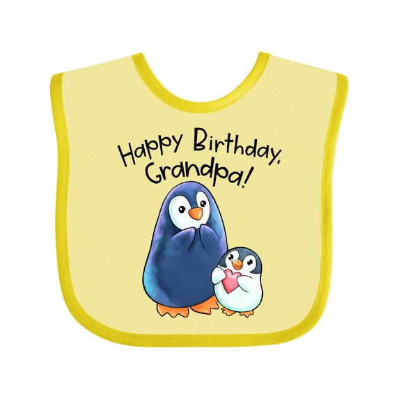 Inktastic Happy Birthday, Grandpa- Cute Penguins Boys or Girls Baby Bib