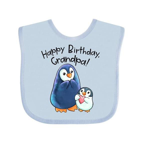 Inktastic Happy Birthday, Grandpa- Cute Penguins Boys or Girls Baby Bib