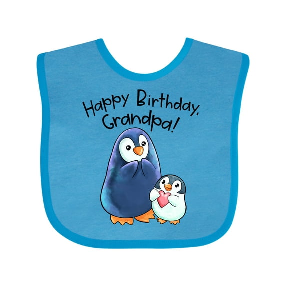 Inktastic Happy Birthday, Grandpa- Cute Penguins Boys or Girls Baby Bib