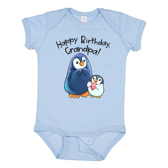 Inktastic Happy Birthday, Grandpa Cute Penguins Boys or Girls Baby Bodysuit