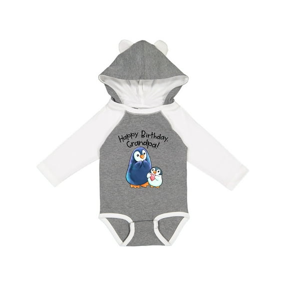 Inktastic Happy Birthday, Grandpa Cute Penguins Boys or Girls Long Sleeve Baby Bodysuit