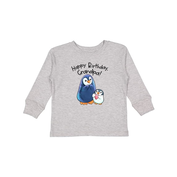Inktastic Happy Birthday, Grandpa- Cute Penguins Boys or Girls Long Sleeve Toddler T-Shirt