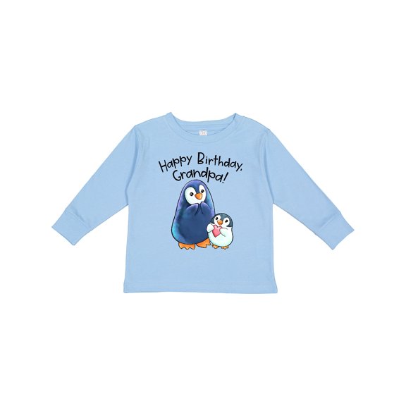 Inktastic Happy Birthday, Grandpa- Cute Penguins Boys or Girls Long Sleeve Toddler T-Shirt