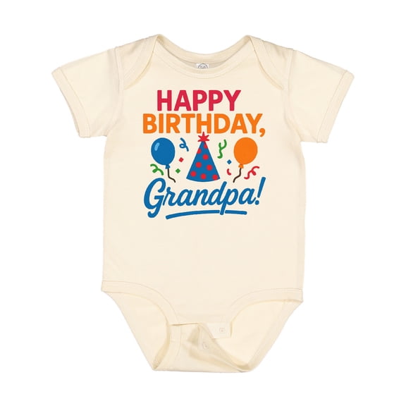 Inktastic Happy Birthday Grandpa Party Hat Balloons Boys or Girls Baby Bodysuit