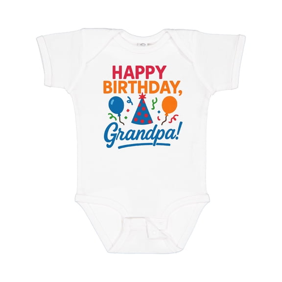 Inktastic Happy Birthday Grandpa Party Hat Balloons Boys or Girls Baby Bodysuit