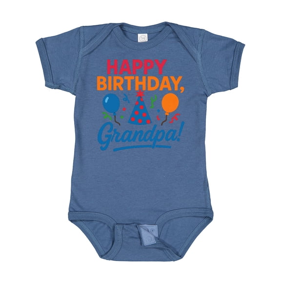 Inktastic Happy Birthday Grandpa Party Hat Balloons Boys or Girls Baby Bodysuit