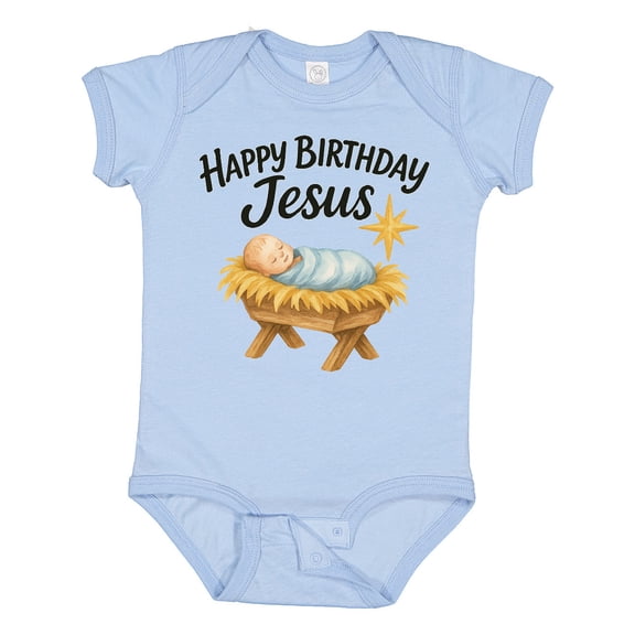 Inktastic Happy Birthday Jesus Nativity Christmas Boys or Girls Baby Bodysuit