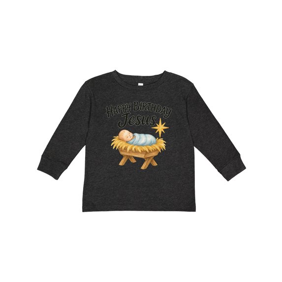 Inktastic Happy Birthday Jesus Nativity Christmas Boys or Girls Long Sleeve Toddler T-Shirt