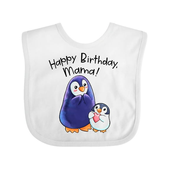 Inktastic Happy Birthday, Mama Cute Penguins Boys or Girls Baby Bib