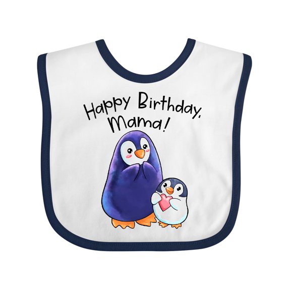 Inktastic Happy Birthday, Mama Cute Penguins Boys or Girls Baby Bib