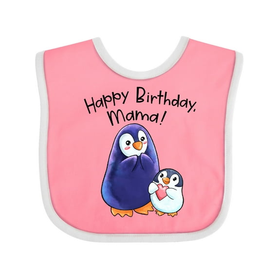 Inktastic Happy Birthday, Mama Cute Penguins Boys or Girls Baby Bib