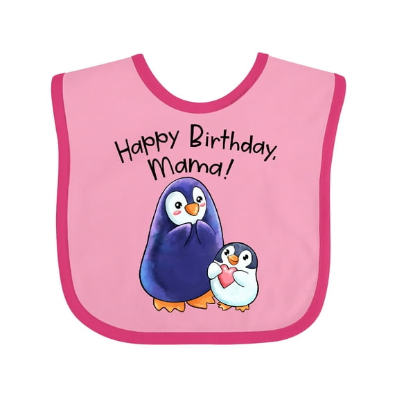 Inktastic Happy Birthday, Mama Cute Penguins Boys or Girls Baby Bib