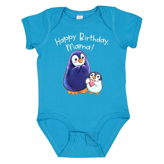 Inktastic Happy Birthday, Mama- Cute Penguins Boys or Girls Baby Bodysuit