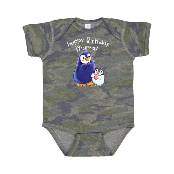 Inktastic Happy Birthday, Mama- Cute Penguins Boys or Girls Baby Bodysuit