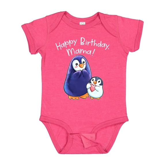 Inktastic Happy Birthday, Mama- Cute Penguins Boys or Girls Baby Bodysuit