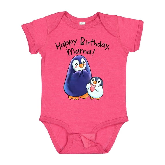 Inktastic Happy Birthday, Mama Cute Penguins Boys or Girls Baby Bodysuit