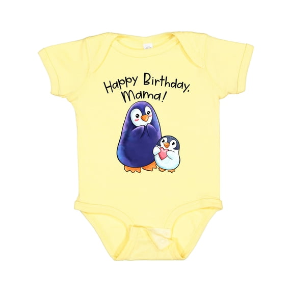 Inktastic Happy Birthday, Mama Cute Penguins Boys or Girls Baby Bodysuit