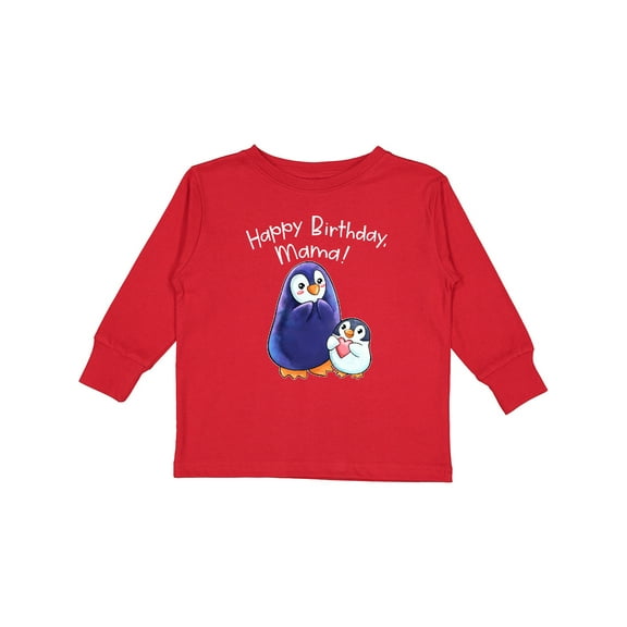 Inktastic Happy Birthday, Mama Cute Penguins Boys or Girls Long Sleeve Toddler T-Shirt