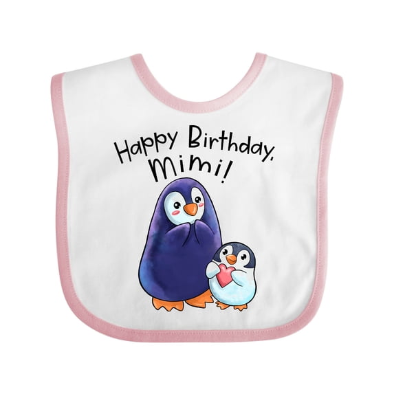 Inktastic Happy Birthday, Mimi- Cute Penguins Boys or Girls Baby Bib