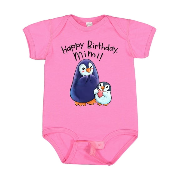 Inktastic Happy Birthday, Mimi Cute Penguins Boys or Girls Baby Bodysuit