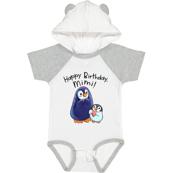 Inktastic Happy Birthday, Mimi Cute Penguins Boys or Girls Baby Bodysuit