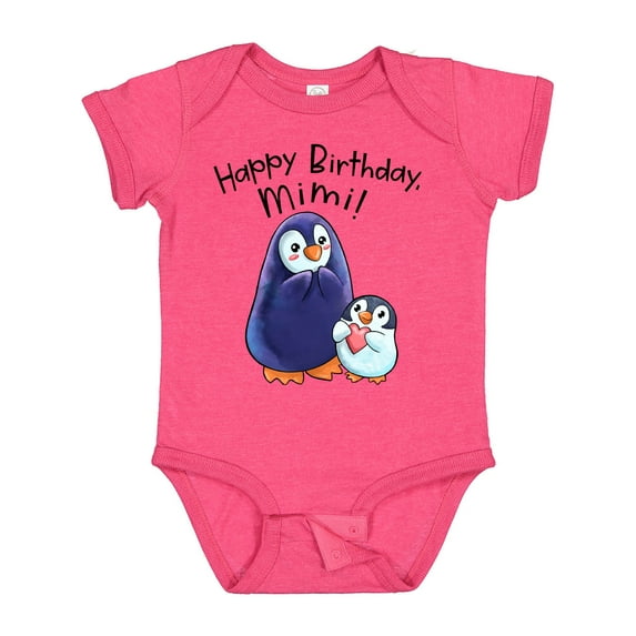 Inktastic Happy Birthday, Mimi Cute Penguins Boys or Girls Baby Bodysuit