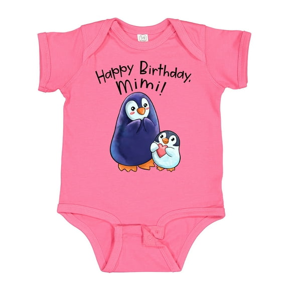 Inktastic Happy Birthday, Mimi Cute Penguins Boys or Girls Baby Bodysuit