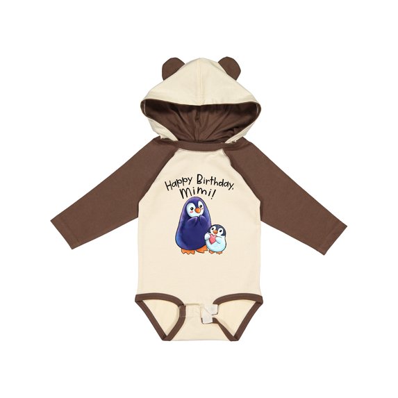 Inktastic Happy Birthday, Mimi- Cute Penguins Boys or Girls Long Sleeve Baby Bodysuit