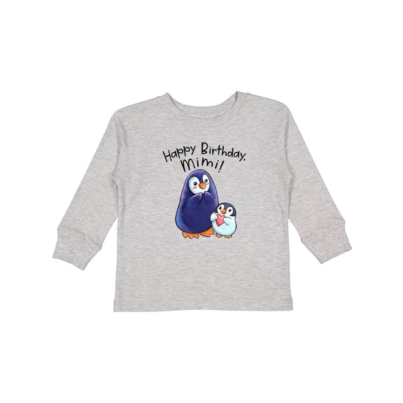 Inktastic Happy Birthday, Mimi- Cute Penguins Boys or Girls Long Sleeve Toddler T-Shirt
