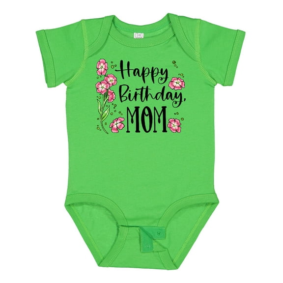 Inktastic Happy Birthday, Mom Pink Flowers Boys or Girls Baby Bodysuit