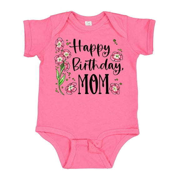 Inktastic Happy Birthday, Mom Pink Flowers Boys or Girls Baby Bodysuit