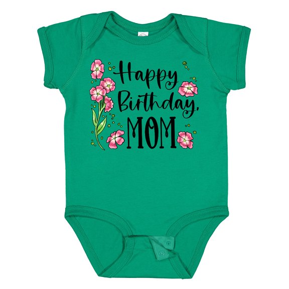 Inktastic Happy Birthday, Mom Pink Flowers Boys or Girls Baby Bodysuit