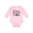 thumbnail image 1 of Inktastic Happy Birthday, Mom Pink Flowers Boys or Girls Long Sleeve Baby Bodysuit, 1 of 5