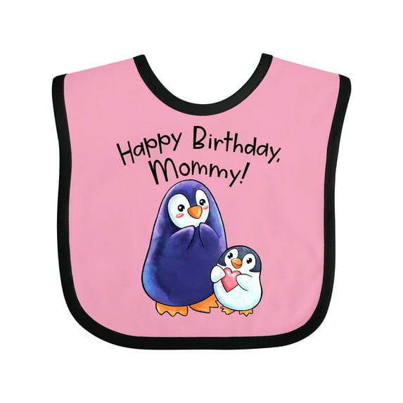 Inktastic Happy Birthday, Mommy- Cute Penguins Boys or Girls Baby Bib