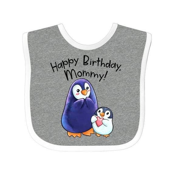 Inktastic Happy Birthday, Mommy- Cute Penguins Boys or Girls Baby Bib