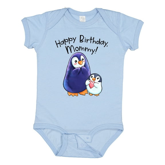 Inktastic Happy Birthday, Mommy- Cute Penguins Boys or Girls Baby Bodysuit