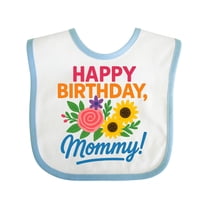 Inktastic Happy Birthday Mommy Floral Design Boys or Girls Baby Bib