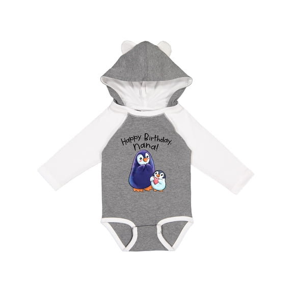 Inktastic Happy Birthday, Nana- Cute Penguins Boys or Girls Long Sleeve Baby Bodysuit