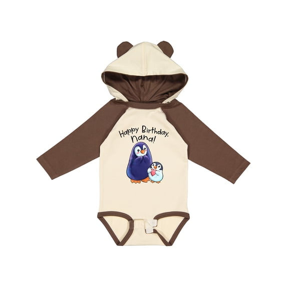 Inktastic Happy Birthday, Nana- Cute Penguins Boys or Girls Long Sleeve Baby Bodysuit