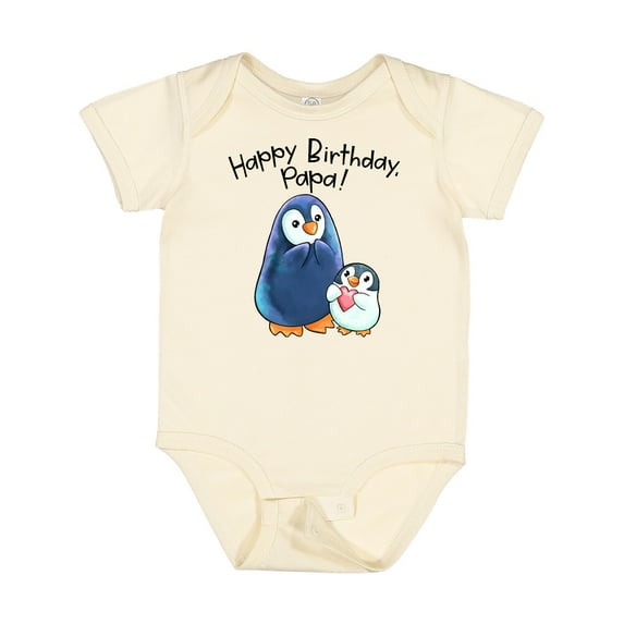 Inktastic Happy Birthday, Papa- Cute Penguins Boys or Girls Baby Bodysuit