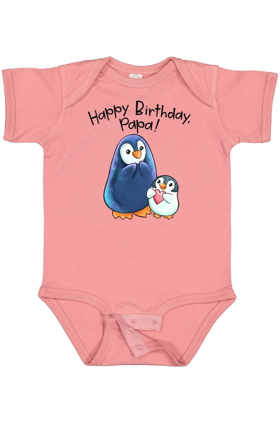 Happy Birthday, Papa- Cute Penguins Boys or Girls Baby Bodysuit