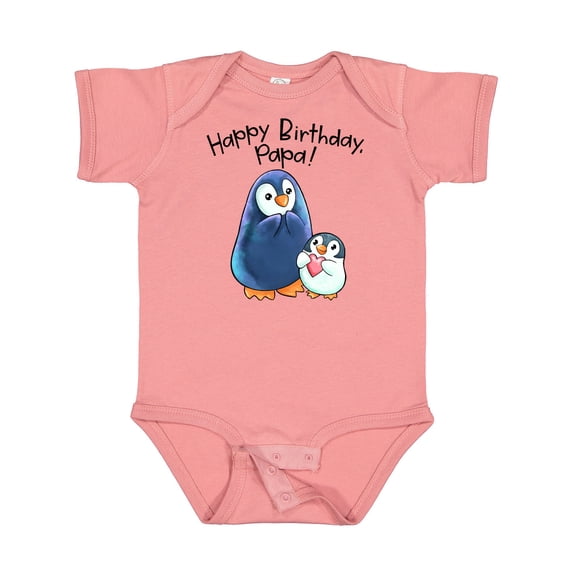 Inktastic Happy Birthday, Papa- Cute Penguins Boys or Girls Baby Bodysuit