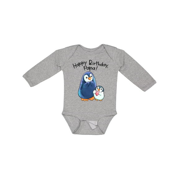 Inktastic Happy Birthday, Papa Cute Penguins Boys or Girls Long Sleeve Baby Bodysuit