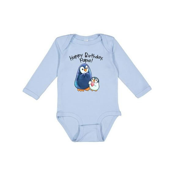 Inktastic Happy Birthday, Papa Cute Penguins Boys or Girls Long Sleeve Baby Bodysuit