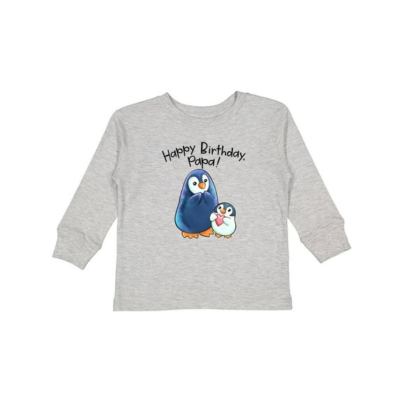 Inktastic Happy Birthday, Papa- Cute Penguins Boys or Girls Long Sleeve Toddler T-Shirt