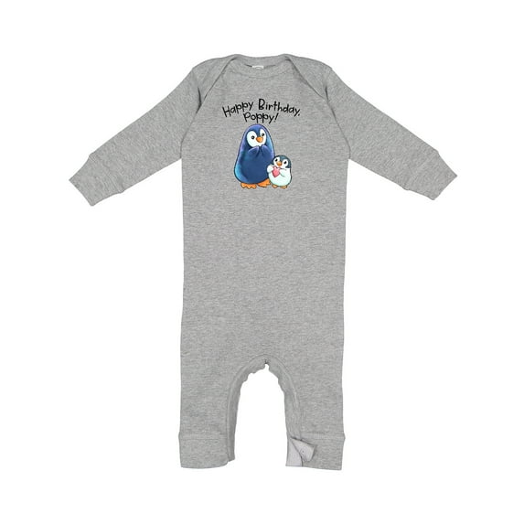 Inktastic Happy Birthday, Poppy Cute Penguins Baby Romper Coveralls