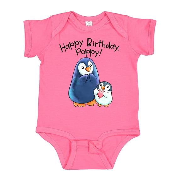 Inktastic Happy Birthday, Poppy Cute Penguins Boys or Girls Baby Bodysuit
